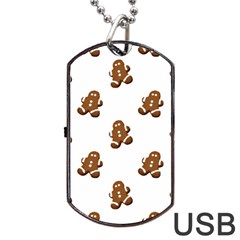 Gingerbread Seamless Pattern Dog Tag Usb Flash (one Side) by Nexatart