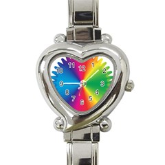 Rainbow Seal Re Imagined Heart Italian Charm Watch by Nexatart