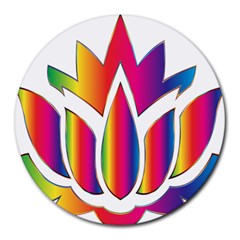 Rainbow Lotus Flower Silhouette Round Mousepads by Nexatart