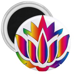 Rainbow Lotus Flower Silhouette 3  Magnets by Nexatart