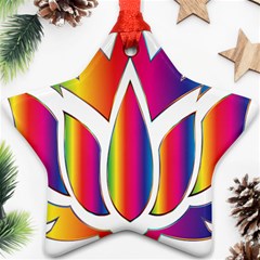 Rainbow Lotus Flower Silhouette Ornament (star) by Nexatart