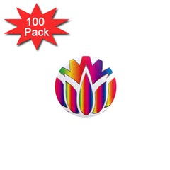 Rainbow Lotus Flower Silhouette 1  Mini Magnets (100 Pack)  by Nexatart