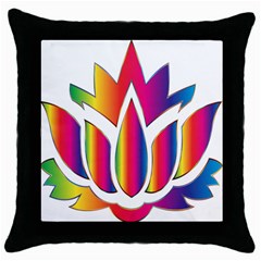 Rainbow Lotus Flower Silhouette Throw Pillow Case (black) by Nexatart