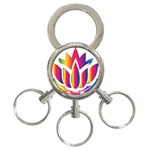 Rainbow Lotus Flower Silhouette 3-Ring Key Chains Front