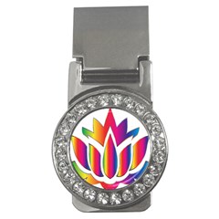 Rainbow Lotus Flower Silhouette Money Clips (cz)  by Nexatart