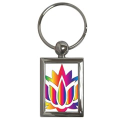 Rainbow Lotus Flower Silhouette Key Chains (rectangle)  by Nexatart