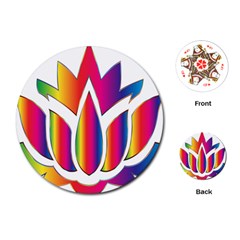 Rainbow Lotus Flower Silhouette Playing Cards (round)  by Nexatart