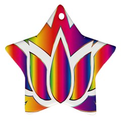 Rainbow Lotus Flower Silhouette Star Ornament (two Sides) by Nexatart