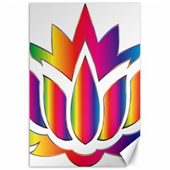 Rainbow Lotus Flower Silhouette Canvas 20  X 30   by Nexatart