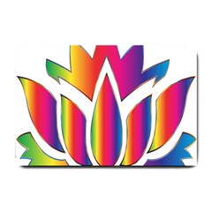 Rainbow Lotus Flower Silhouette Small Doormat  by Nexatart