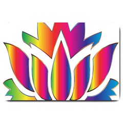 Rainbow Lotus Flower Silhouette Large Doormat  by Nexatart