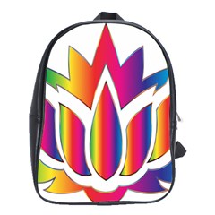 Rainbow Lotus Flower Silhouette School Bags(large)  by Nexatart