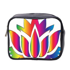 Rainbow Lotus Flower Silhouette Mini Toiletries Bag 2-side by Nexatart