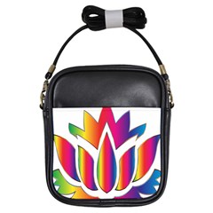 Rainbow Lotus Flower Silhouette Girls Sling Bags by Nexatart