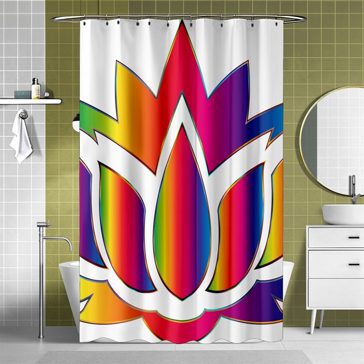 Rainbow Lotus Flower Silhouette Shower Curtain 48  x 72  (Small) 