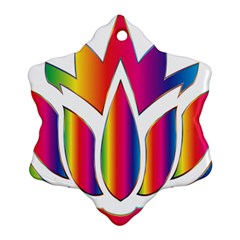 Rainbow Lotus Flower Silhouette Ornament (snowflake) by Nexatart