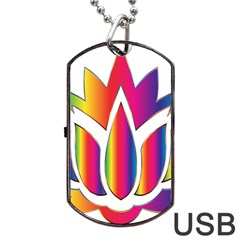 Rainbow Lotus Flower Silhouette Dog Tag Usb Flash (one Side) by Nexatart