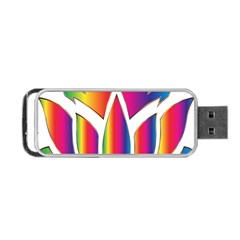 Rainbow Lotus Flower Silhouette Portable Usb Flash (one Side) by Nexatart