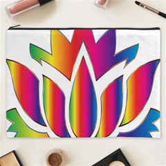 Rainbow Lotus Flower Silhouette Cosmetic Bag (xxxl)  by Nexatart