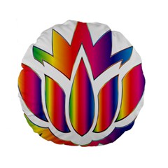 Rainbow Lotus Flower Silhouette Standard 15  Premium Round Cushions by Nexatart