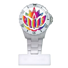 Rainbow Lotus Flower Silhouette Plastic Nurses Watch by Nexatart