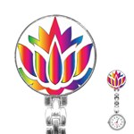 Rainbow Lotus Flower Silhouette Stainless Steel Nurses Watch Front