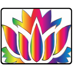 Rainbow Lotus Flower Silhouette Double Sided Fleece Blanket (medium)  by Nexatart