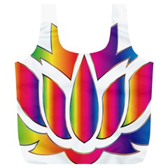 Rainbow Lotus Flower Silhouette Full Print Recycle Bags (l)  by Nexatart