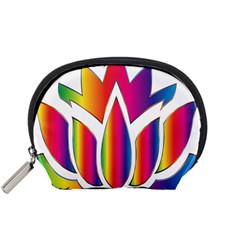 Rainbow Lotus Flower Silhouette Accessory Pouches (small)  by Nexatart