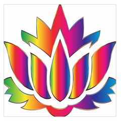 Rainbow Lotus Flower Silhouette Large Satin Scarf (square) by Nexatart