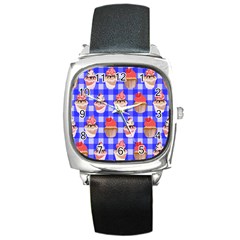 Cake Pattern Square Metal Watch by Nexatart