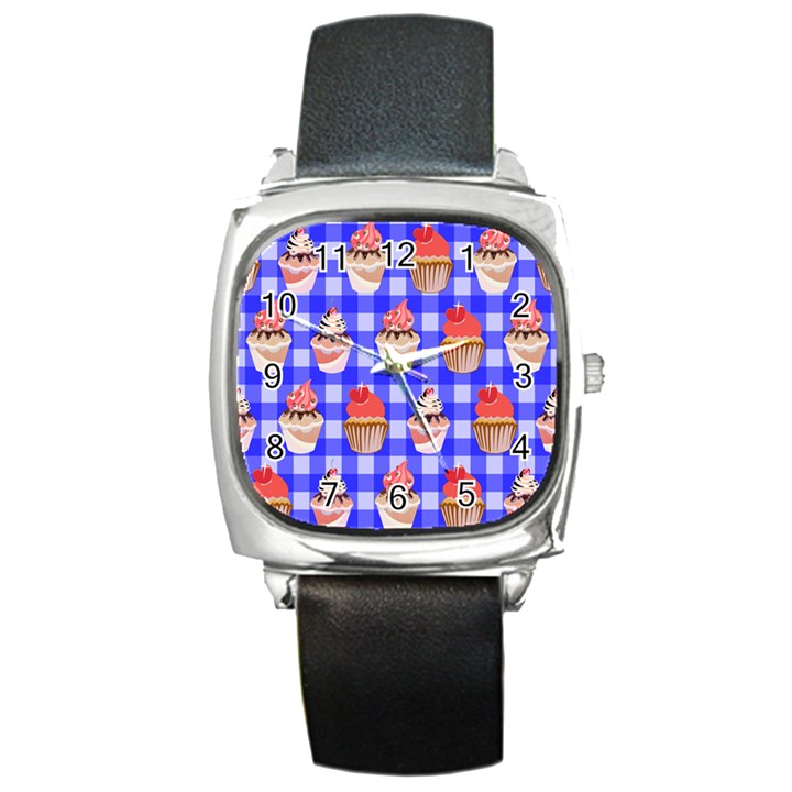 Cake Pattern Square Metal Watch