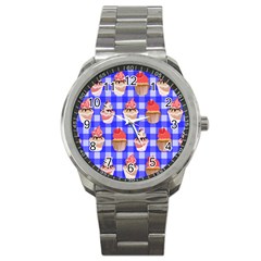 Cake Pattern Sport Metal Watch by Nexatart