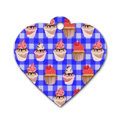 Cake Pattern Dog Tag Heart (one Side) by Nexatart