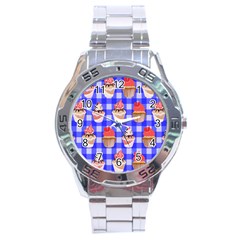 Cake Pattern Stainless Steel Analogue Watch by Nexatart