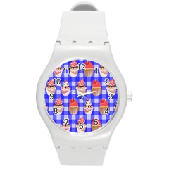 Cake Pattern Round Plastic Sport Watch (m) by Nexatart