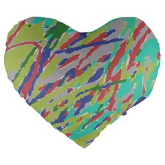 Crayon Texture Large 19  Premium Flano Heart Shape Cushions by Nexatart