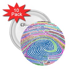 Prismatic Fingerprint 2 25  Buttons (10 Pack)  by Nexatart