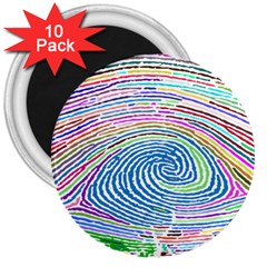 Prismatic Fingerprint 3  Magnets (10 Pack)  by Nexatart