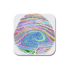 Prismatic Fingerprint Rubber Square Coaster (4 Pack)  by Nexatart