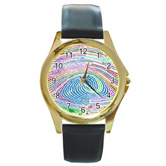 Prismatic Fingerprint Round Gold Metal Watch by Nexatart