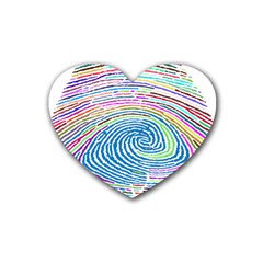 Prismatic Fingerprint Rubber Coaster (heart)  by Nexatart