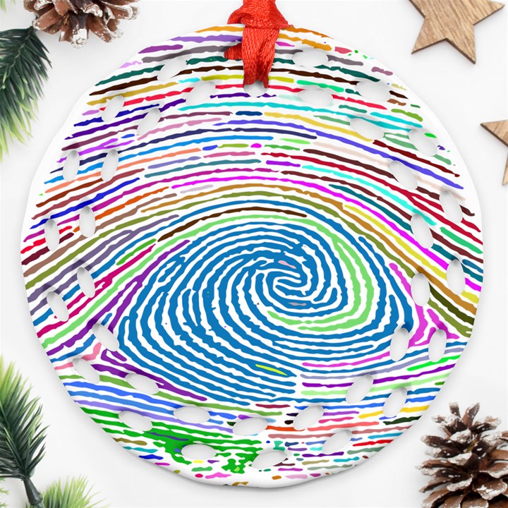 Prismatic Fingerprint Round Filigree Ornament (Two Sides)