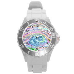 Prismatic Fingerprint Round Plastic Sport Watch (l) by Nexatart