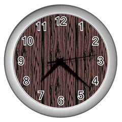 Grain Woody Texture Seamless Pattern Wall Clocks (silver)  by Nexatart