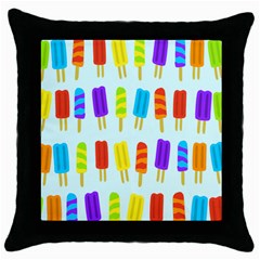 Popsicle Pattern Throw Pillow Case (black) by Nexatart