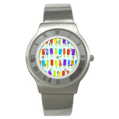 Popsicle Pattern Stainless Steel Watch by Nexatart