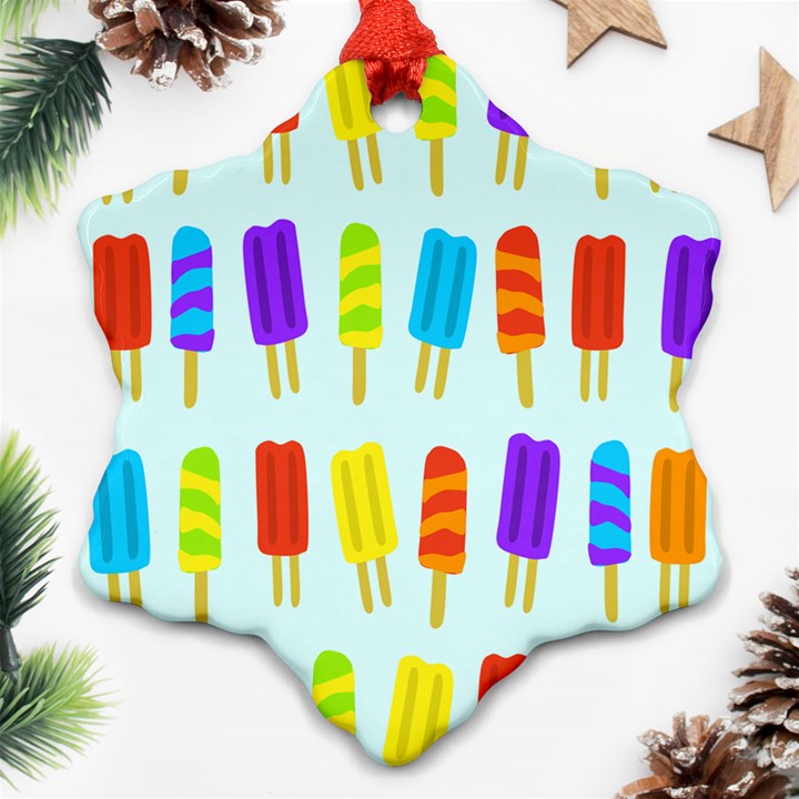 Popsicle Pattern Snowflake Ornament (Two Sides)