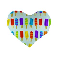 Popsicle Pattern Standard 16  Premium Flano Heart Shape Cushions by Nexatart