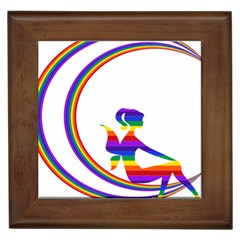 Rainbow Fairy Relaxing On The Rainbow Crescent Moon Framed Tiles by Nexatart